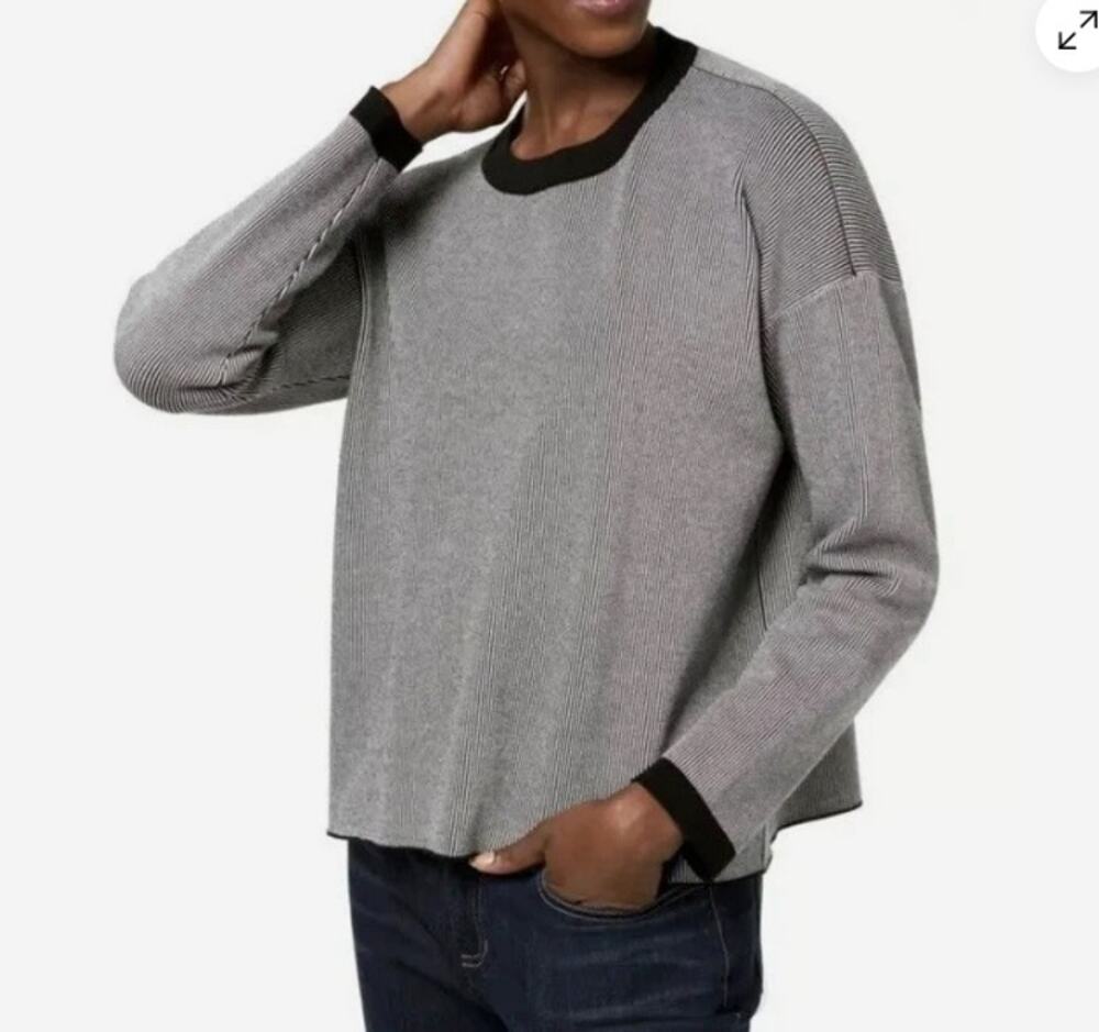 Eileen Fisher Women Sleek Tencel Striped Knit Sweater Top Size M Thick Lagenlook